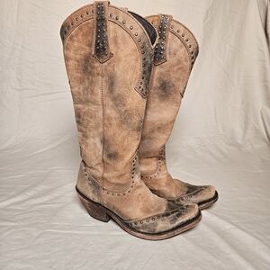 Caborca Western Cowboy Boots Women 7.5 Studded Leather Made in Mexico